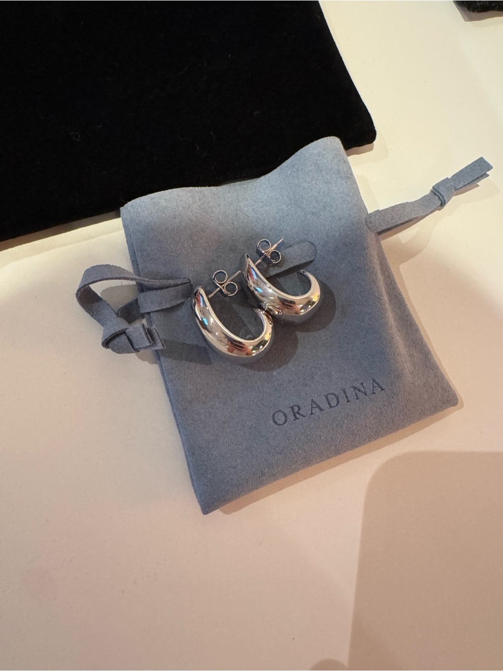 Oradina Sterling Silver Contour Hoop Earrings